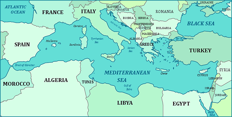 Map of the Mediterranean Sea